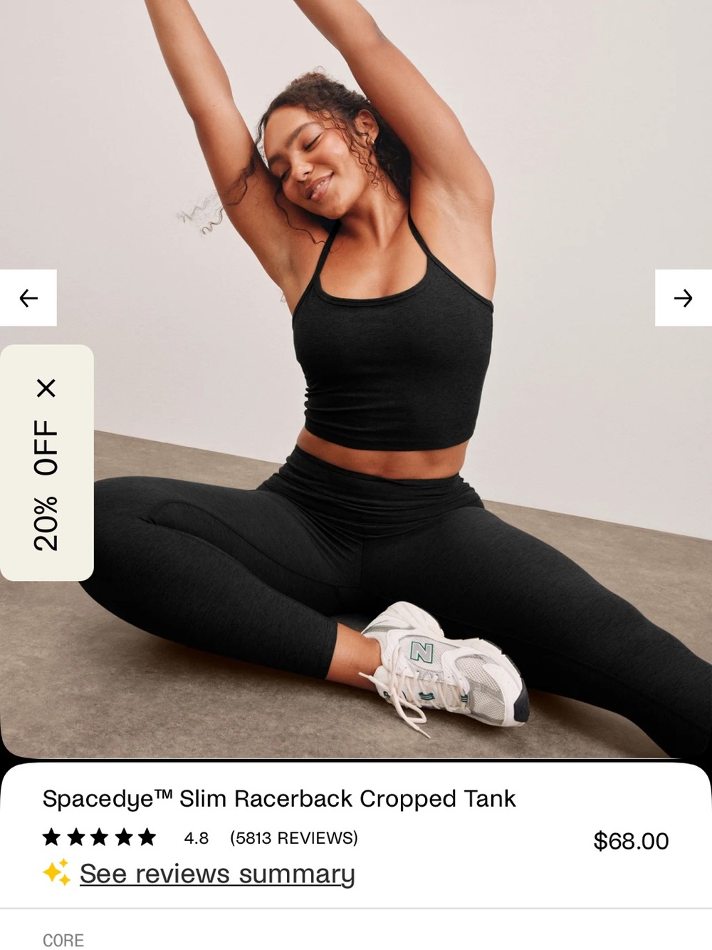 Beyond Yoga Spacedye Slim Racerback Cropped Tank - Black size small